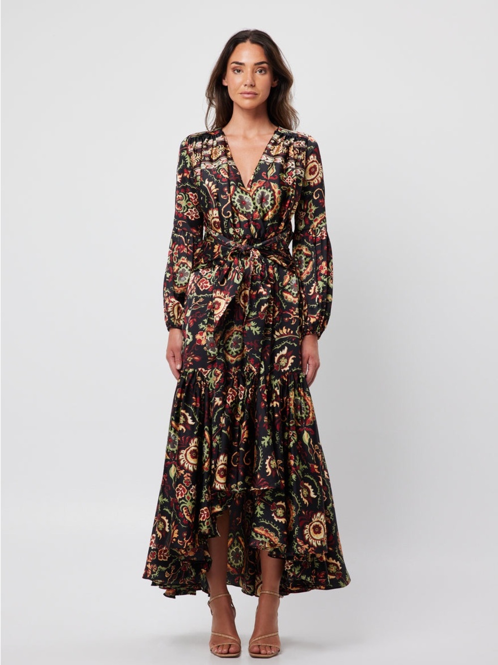 Elliatt Lucy Dress Black Multi Floral Maxi Dress | Long Sleeve Wrap Style